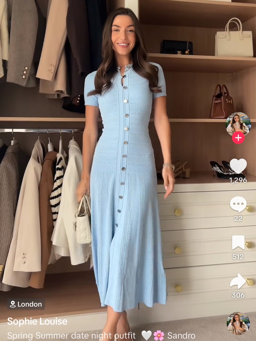 Sandro light blue button front knit midi dress FIRM PRICE NO OFFERS CONSIDERED